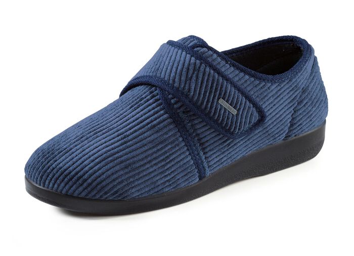 Klassische Herren-Hausschuhe, mit Klettverschluss MARINE
