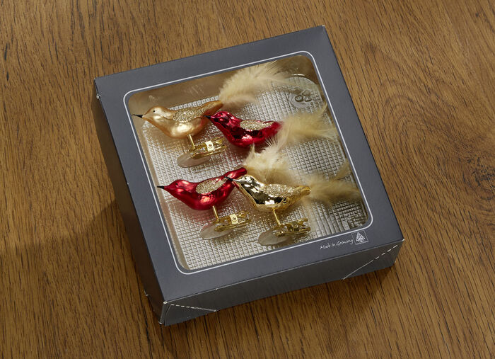 Edler Baumschmuck aus hochwertigem Th&uuml;ringer Glas ROT-GOLD