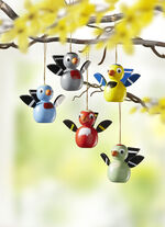 Vogelhänger aus Holz, 5er-Set 