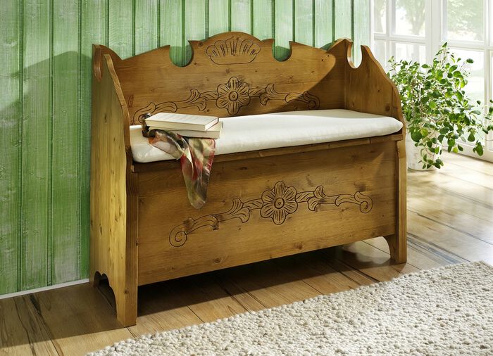 Truhenbank aus massiver Fichte HONIG