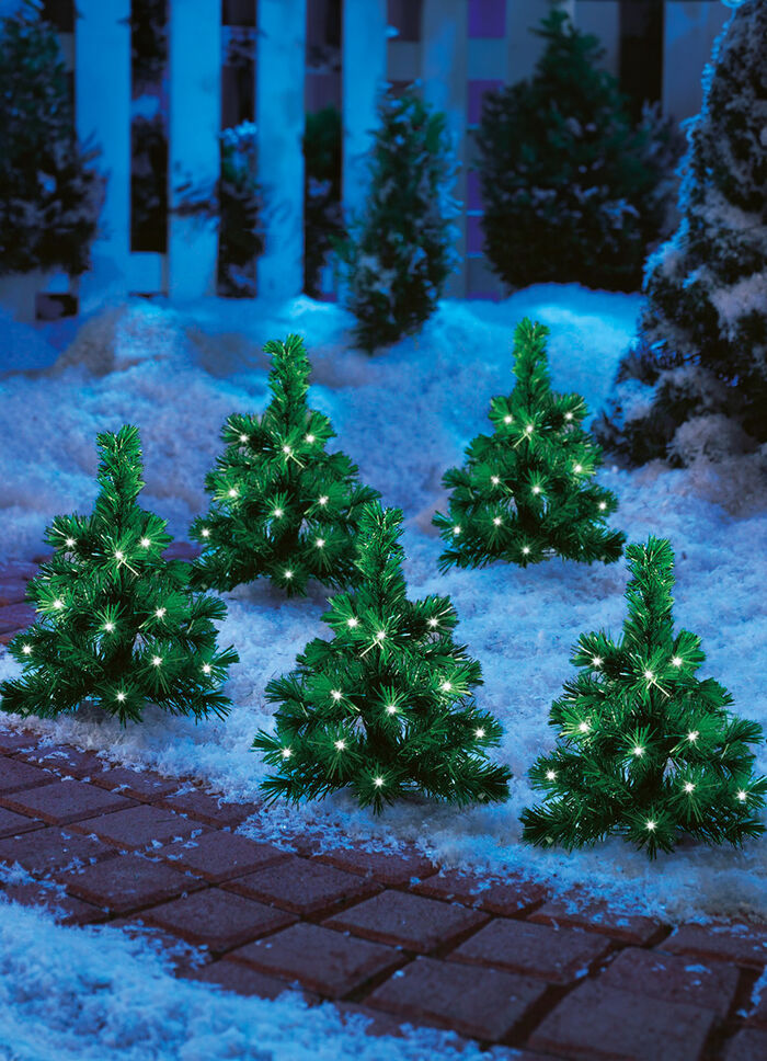 Solar-Tannenbäumchen-Set, 5-teilig 