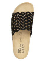 ELENA EDEN, leichte Damen-Pantoletten, Weite G, mit Lederfußbett SCHWARZ