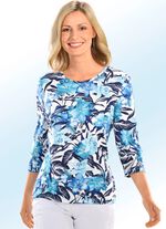 Shirt mit floralem Alloverdruck BLAU-MULTICOLOR