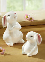 Hasenfiguren aus Keramik WEISS-ROSA