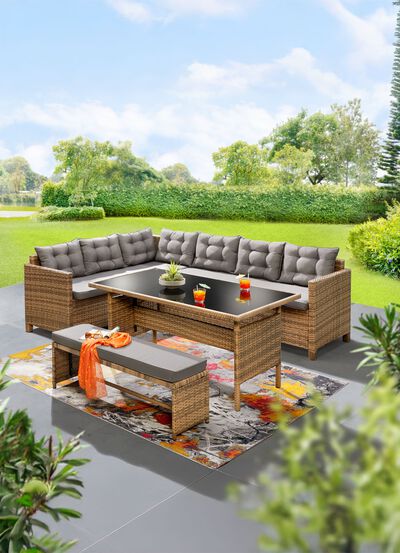 Stilvolle Ecklounge mit Bank 