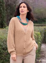 Strickjacke mit Paillettengarn BEIGE MELIERT