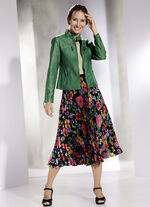 Plissee-Rock mit floraler Dessinierung SCHWARZ-BUNT