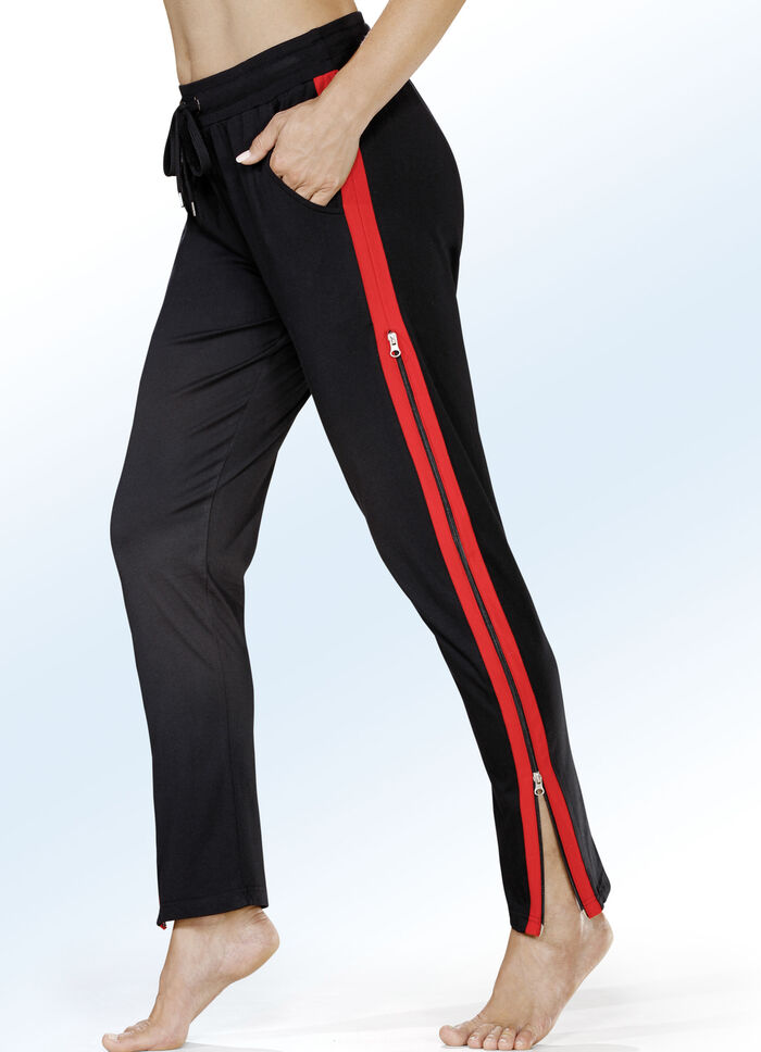 Zweierpack Schlaf- und Freizeithosen mit 2-Wege-Reißverschluss 1X SCHWARZ, 1X GRAU MELIERT