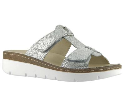 Klett-Pantolette "Cara" aus gepr&auml;gtem Echtleder 