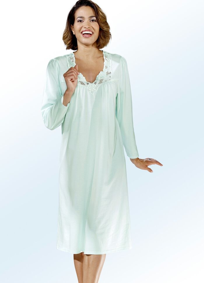 Nachthemd, Langarm mit V-Ausschnitt 