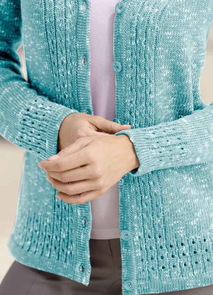 Strickjacke aus Melangegarn JADEGRÜN MELIERT