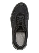 Schnürschuh aus Veloursleder und Textilmaterial SCHWARZ