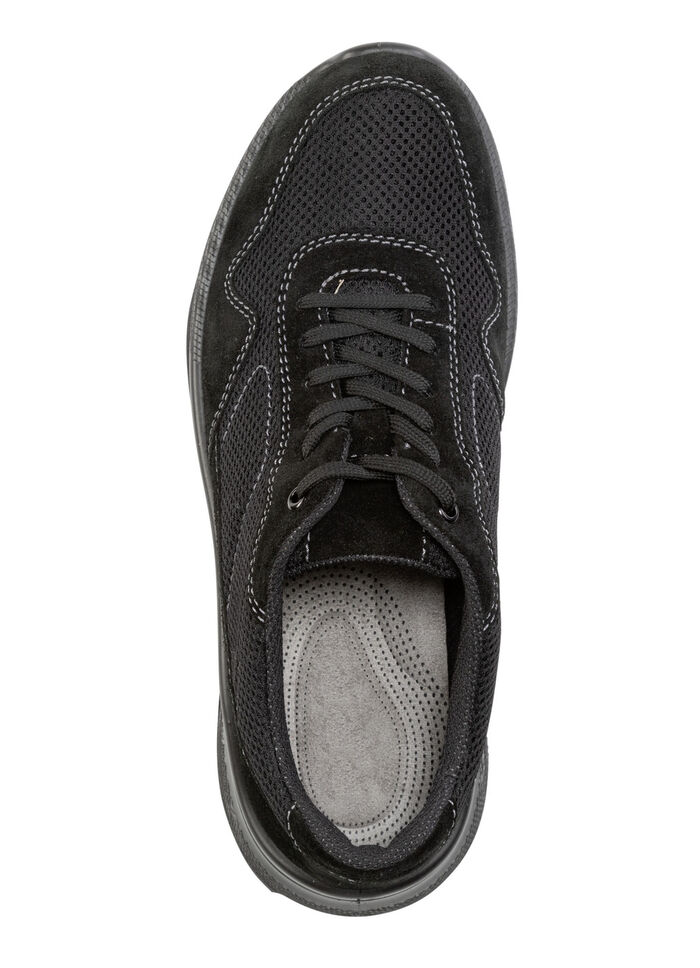 Schnürschuh aus Veloursleder und Textilmaterial SCHWARZ