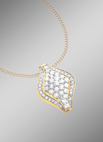 Stark ausgefasster Anh&auml;nger mit Brillanten 