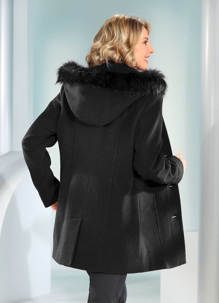 Jacke mit abnehmbarer Kapuze SCHWARZ