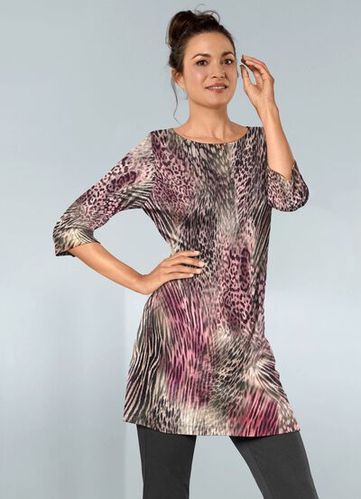 Strick-Tunika mit Tierfelldessin 