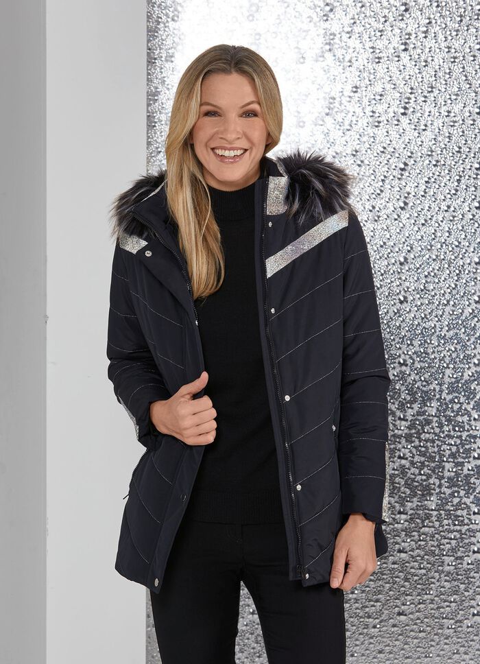 Jacke mit silberfarbenen Ziern&auml;hten 