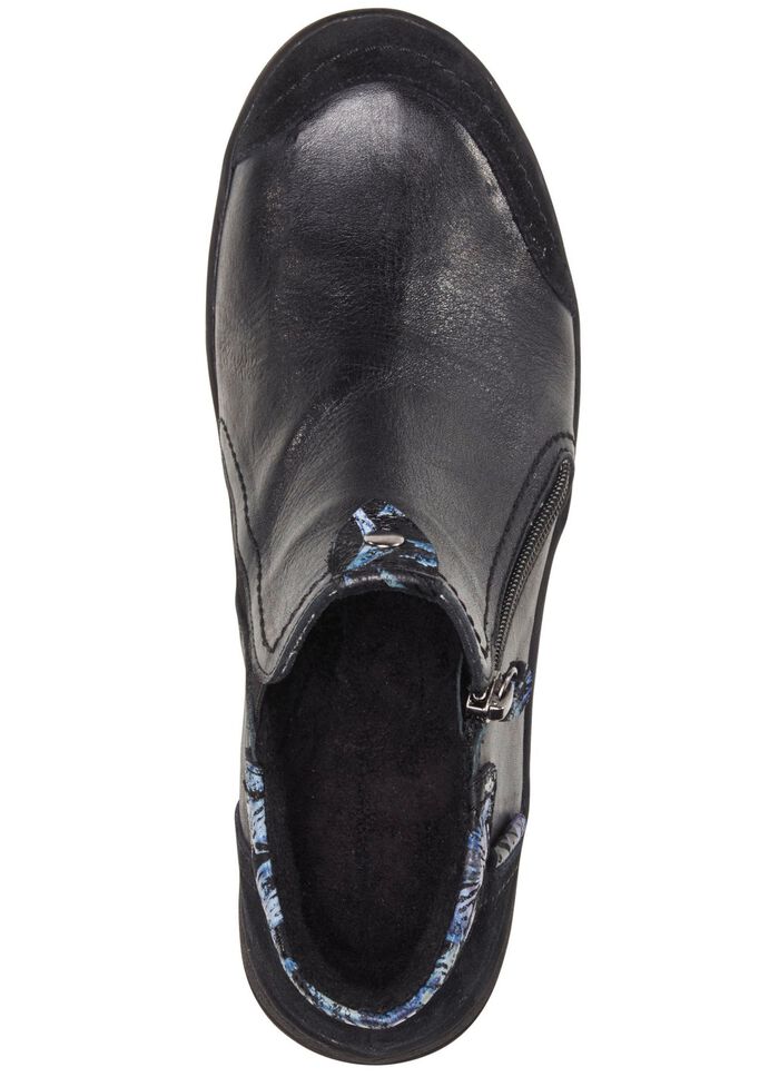 ELENA EDEN Bootie mit blau bedruckten Bes&auml;tzen SCHWARZ-BLAU