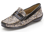 Slipper mit rassigem Leo Print SCHWARZ-CAMEL