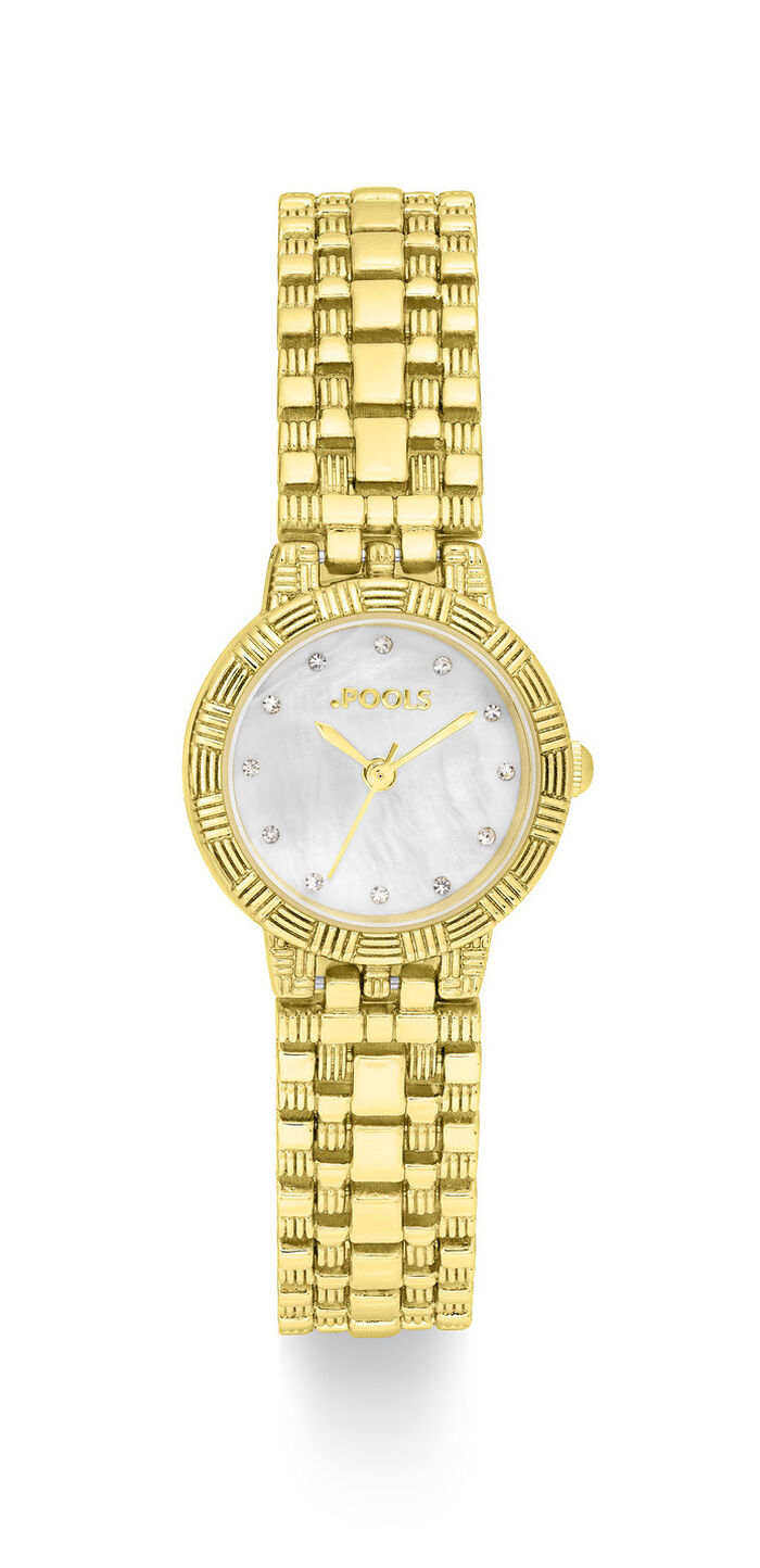 Pools-Quartz-Damen"uhr mit Metallgehäuse und Edelstahlband 