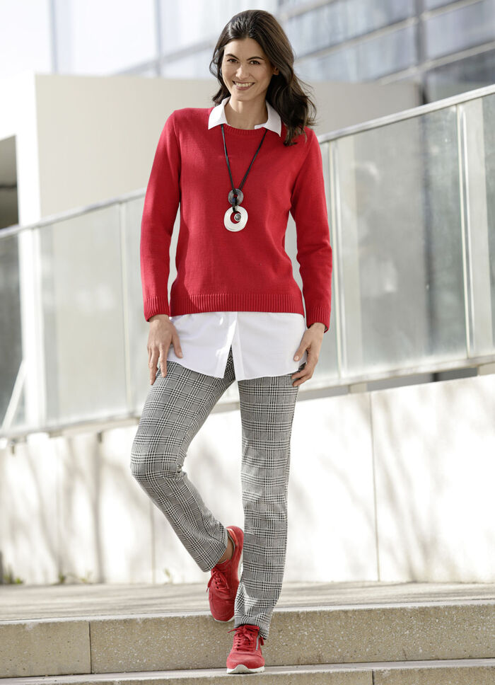 Hose mit aktueller Glencheck-Dessinierung SCHWARZ-ECRU