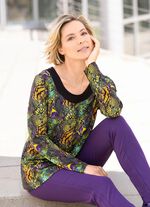 Longshirt mit schwarzer angesetzter Blende SCHWARZ-GR&Uuml;N