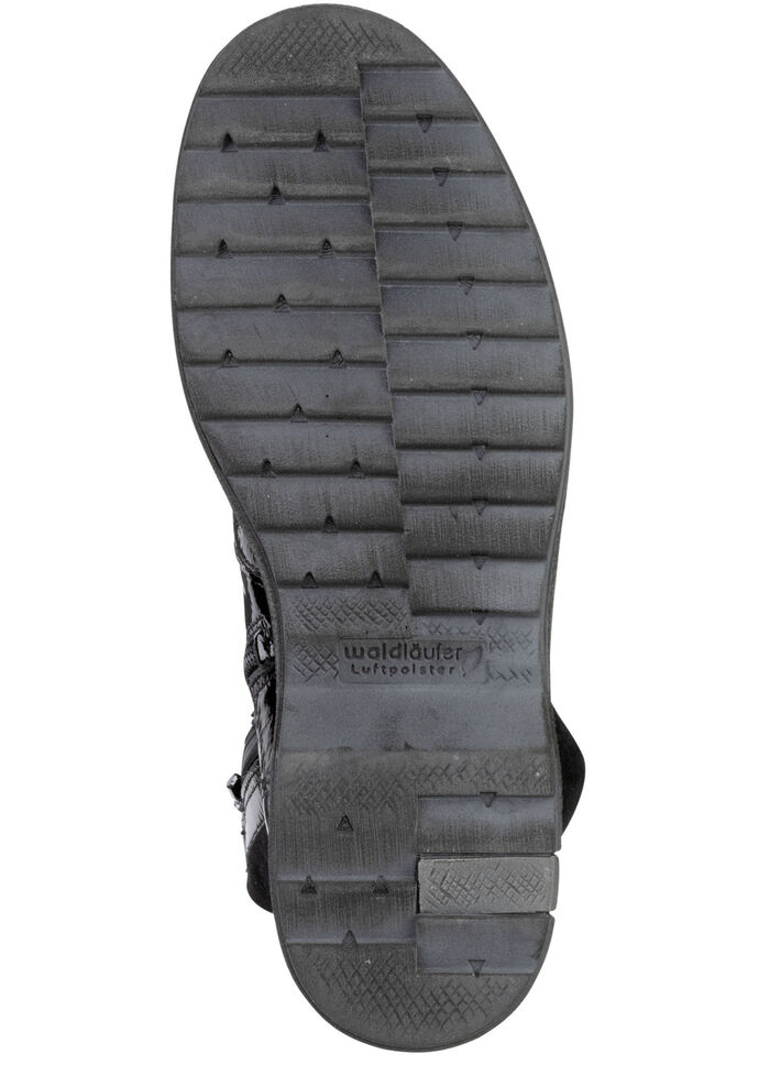 Waldläufer Schnür-Stiefelette mit kuscheligem Kragen aus Lammfell SCHWARZ