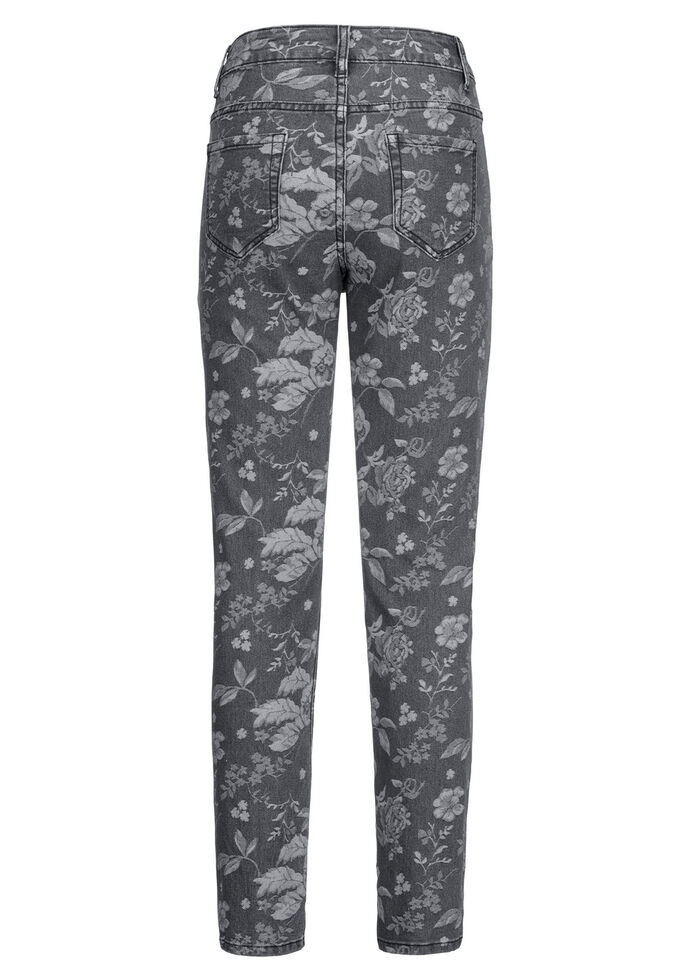 Jeans mit floraler Dessinierung ANTHRAZIT-GRAU