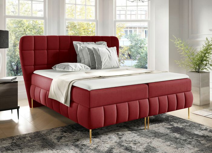 Boxspringbett mit Bonnell-Federkern-Matratzen und Kaltschaumtopper BORDEAUX