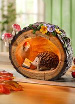 Herbstliche Igel-Szene mit LED-Beleuchtung 