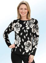 Pullover in Rosen-Jacquard-Dessin 