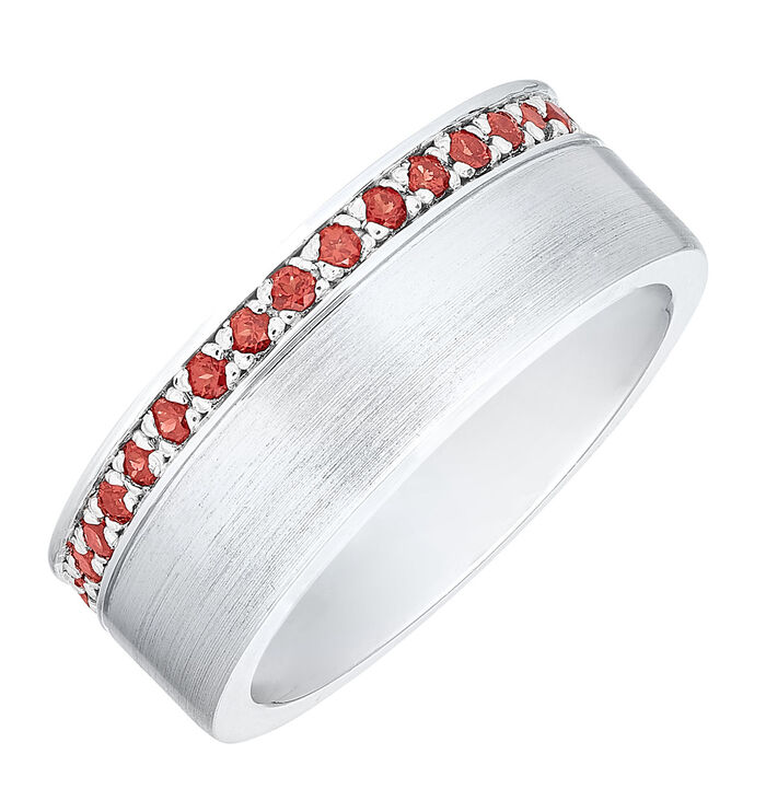 Satinierter Damenring mit Granat 