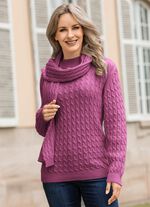 Pullover mit Schal in weicher Qualit&auml;t BEERE
