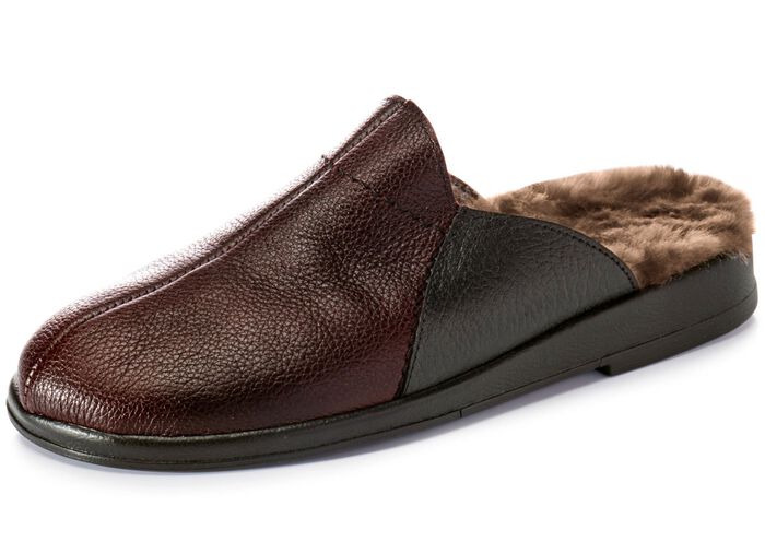 Gef&uuml;tterte Herren-Hausschuhe, mit Lammfell 