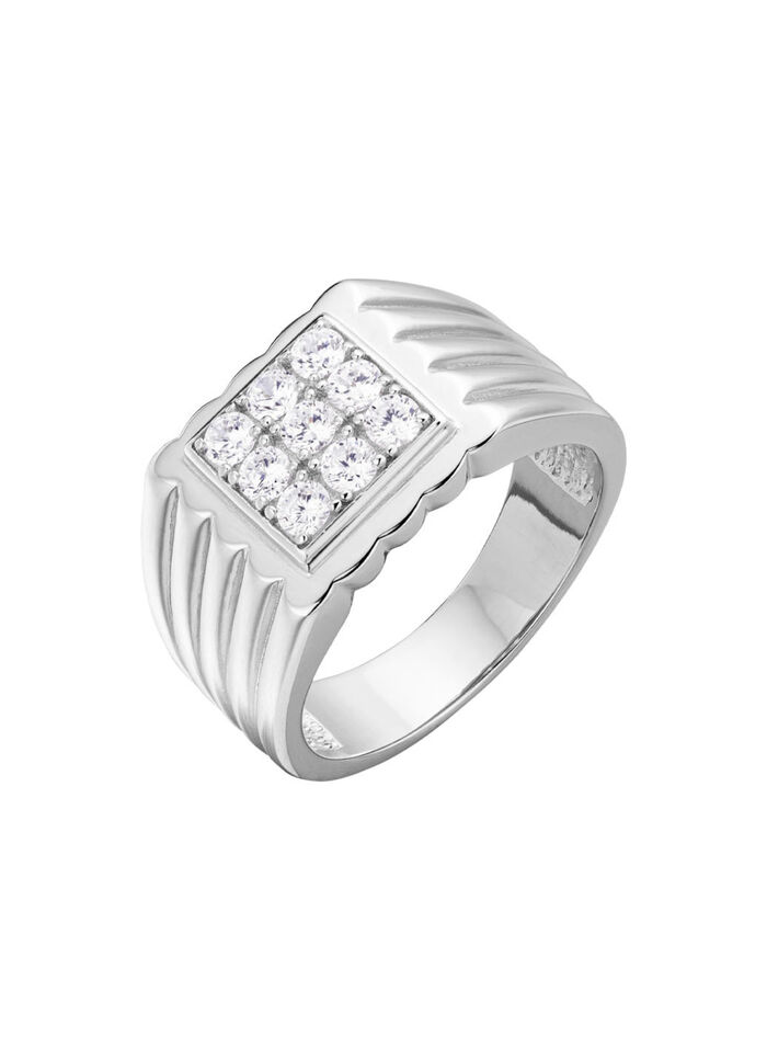 Markanter Herrenring mit synth. Zirkonia