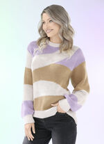 Pullover in Perlfang CREME-CAMEL-FLIEDER