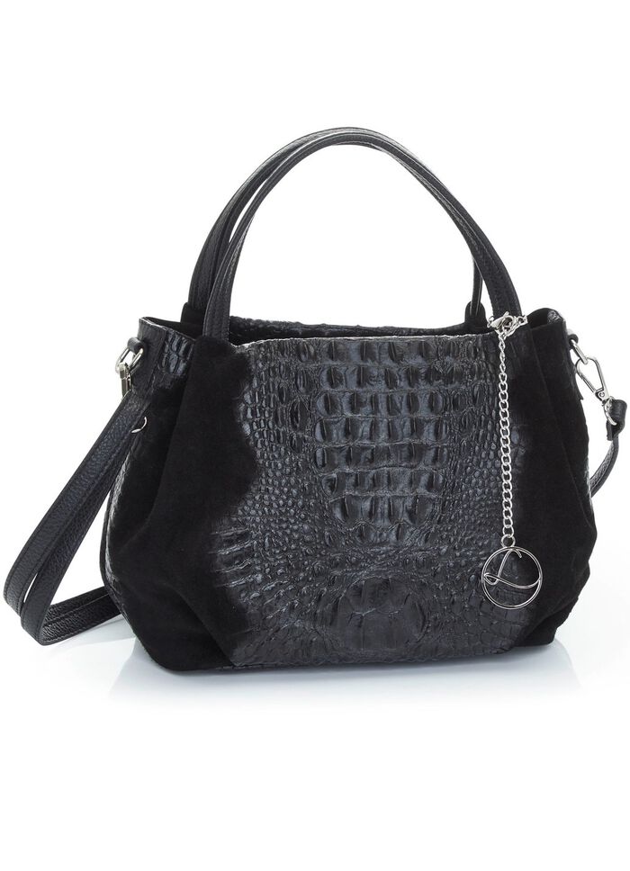 Laurina Tasche mit raffinierter Reptilpr&auml;gung SCHWARZ