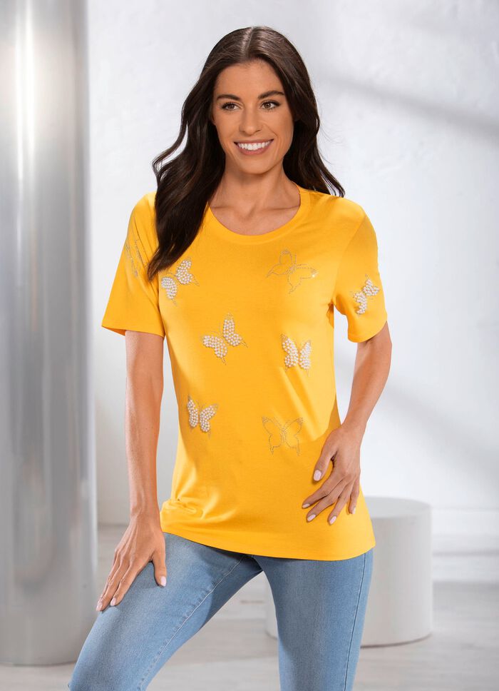Shirt mit interessanter Perlen- und Strasszier in 2 Farben 