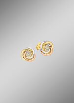 Gl&auml;nzende Ohrstecker in Tricolor mit 14 Brillanten 