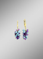 Trauben-Orringe mit echt Amethyst und beh. T&uuml;rkis 