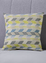 Kissenbezug mit dreidimensionalem Würfel-Dessin BLAU-GRÜN