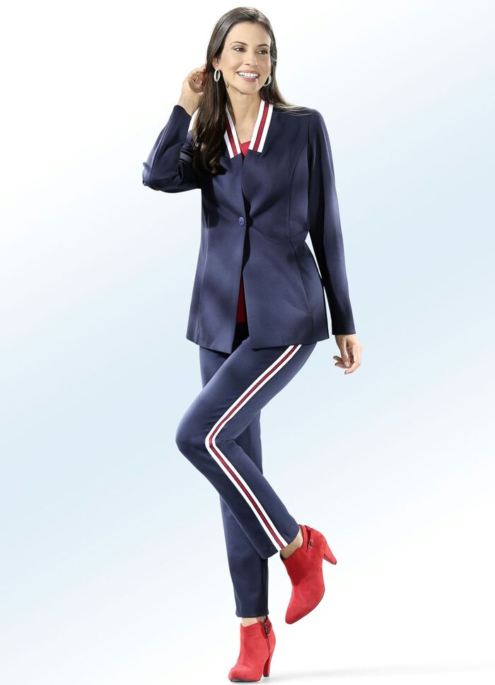 Blazer mit Glanzgarn-Streifenbesatz 