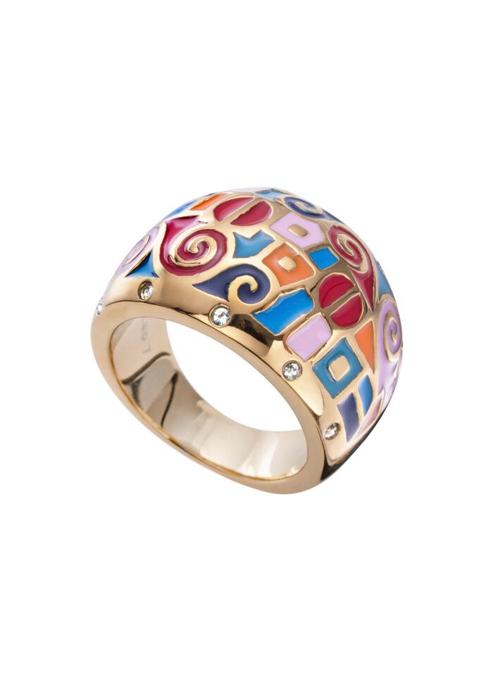 Damenring mit Mosaikmuster und Kristallen 
