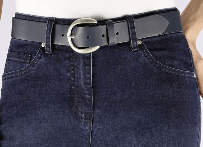 Modischer Damen-Gürtel aus Leder, 3,5 cm breit MARINE