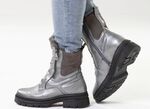 Waldl&auml;ufer, gef&uuml;tterte Damen-Stiefeletten, Winterschuhe, Weite H, mit Lammfell ALTSILBER