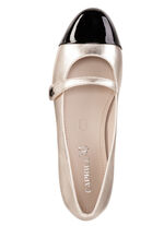 Caprice, schicke Damen-Ballerinas, Weite G, mit herausnehmbarem Fußbett GOLD-SCHWARZ