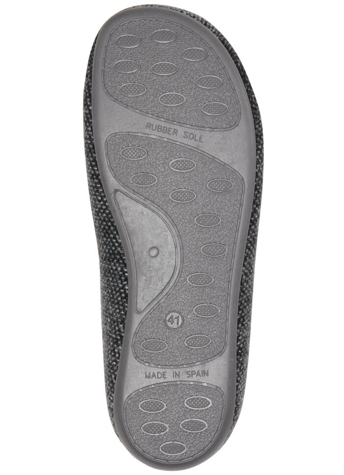 Pantoffel aus dezent gemustertem Textilmaterial GRAU