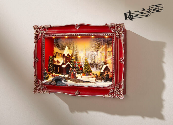 Bild mit LED-Beleuchtung und Weihnachtsmelodien