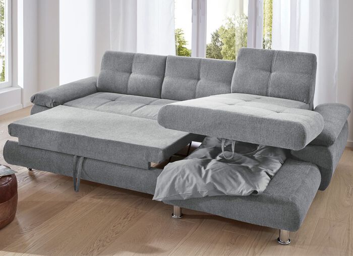 Formsch&ouml;ne Polsterecke mit Funktion GRAU