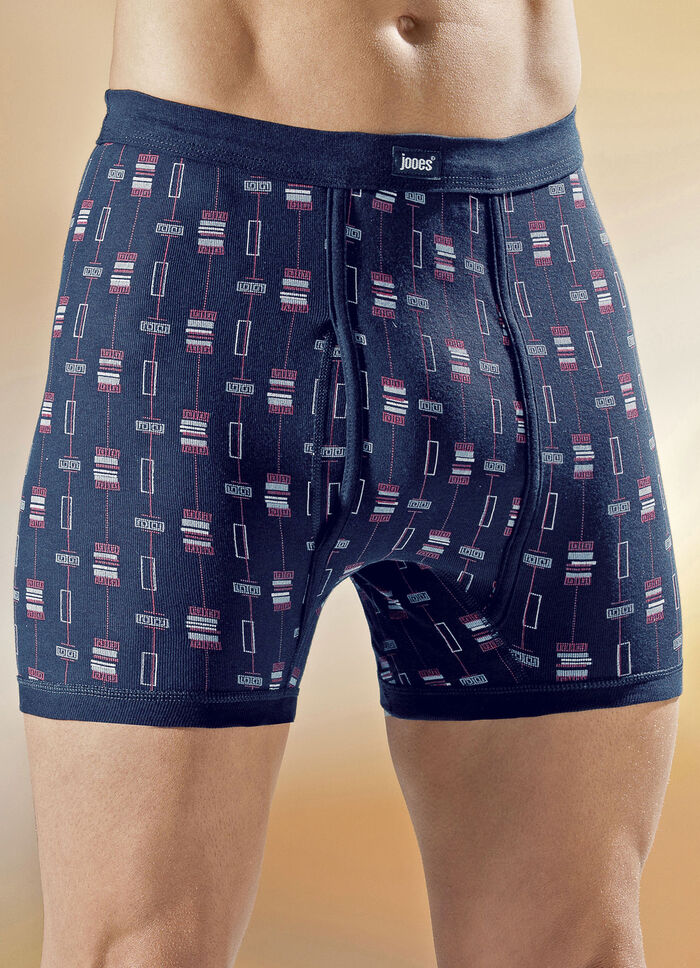 Viererpack Unterhosen mit paspeliertem Eingriff, allover dessiniert 